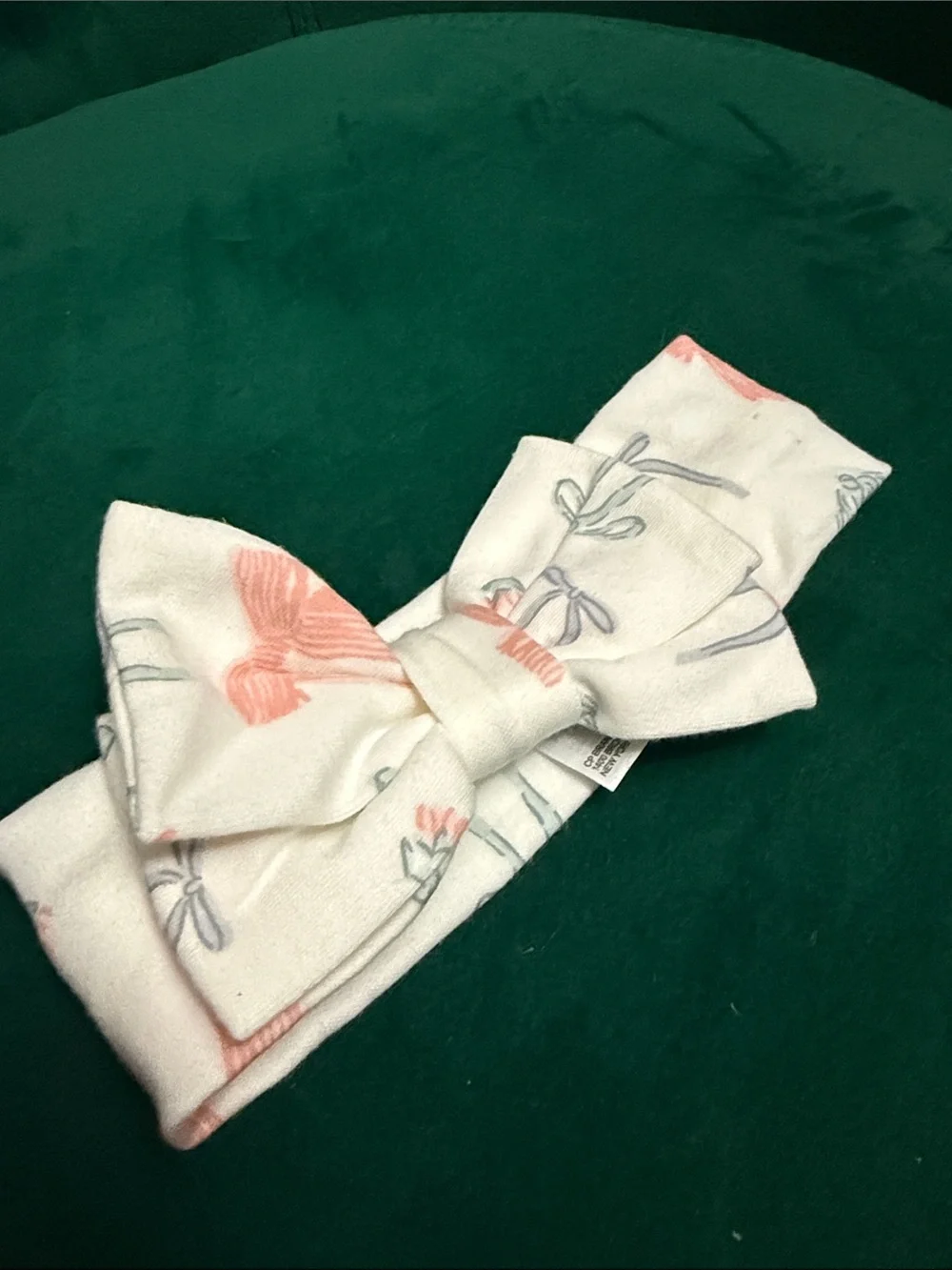 Floral Bow Headband in White and Coral Baby Girl Cotton Bow Head Accessory